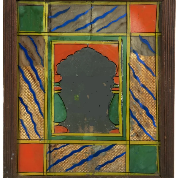 Tavola votiva con pittura su vetro a specchio.