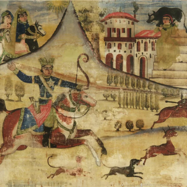 Scena di caccia di Nasr el-Din Scià adolescente..