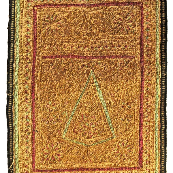Albero della vita e simboli dell'uiverso. Ricamo-talismano zoroastriano matrimoniale di buon augurio.