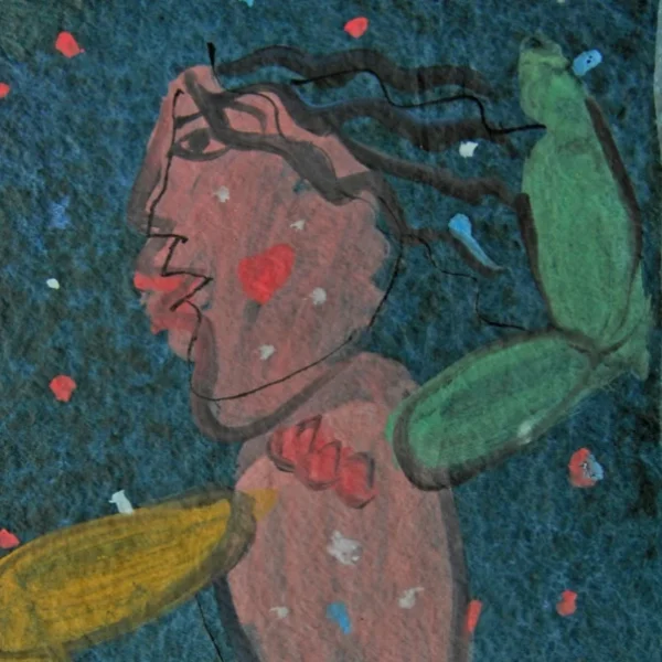 Donna che guarda un canarino