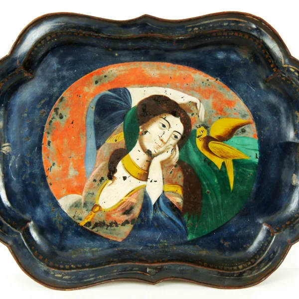 Pittura ad olio persiano su metallo di fabbricazione russa