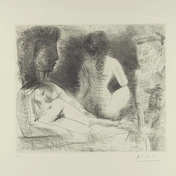 Peintre avec deux modèles | 1 Punta secca