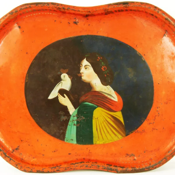 Pittura ad olio persiano su metallo di fabbricazione russa