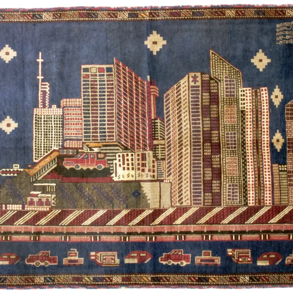 Tappeto di città e di guerra afgano