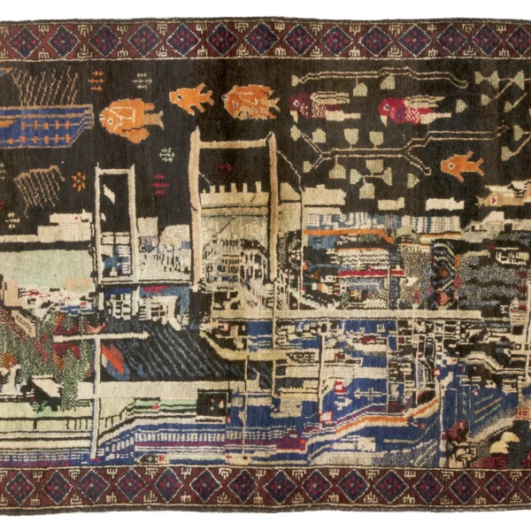 Tappeto di città e di guerra afgano