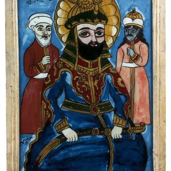 Il santo Alì con Salman Fars e Ghambar. Firmato: "Alì Akbar Guilani"