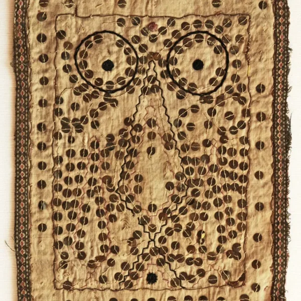 Albero della vita e simboli dell'uiverso. Ricamo-talismano zoroastriano matrimoniale di buon augurio.